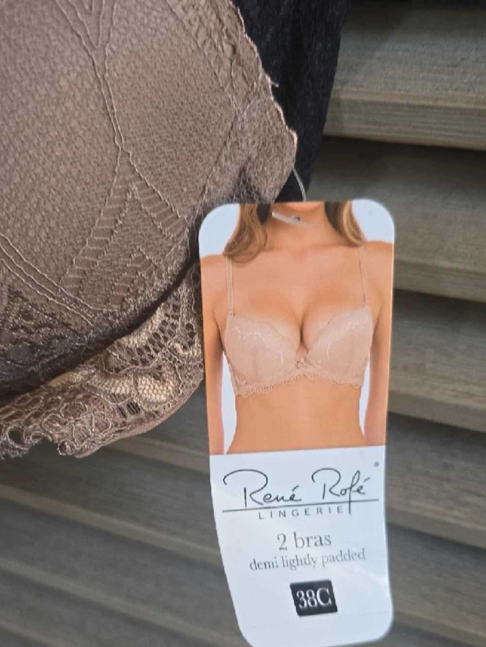Rene Rofe Two-Tone Lace Underwire Bra - Brown & Black - Picture 4 of 13